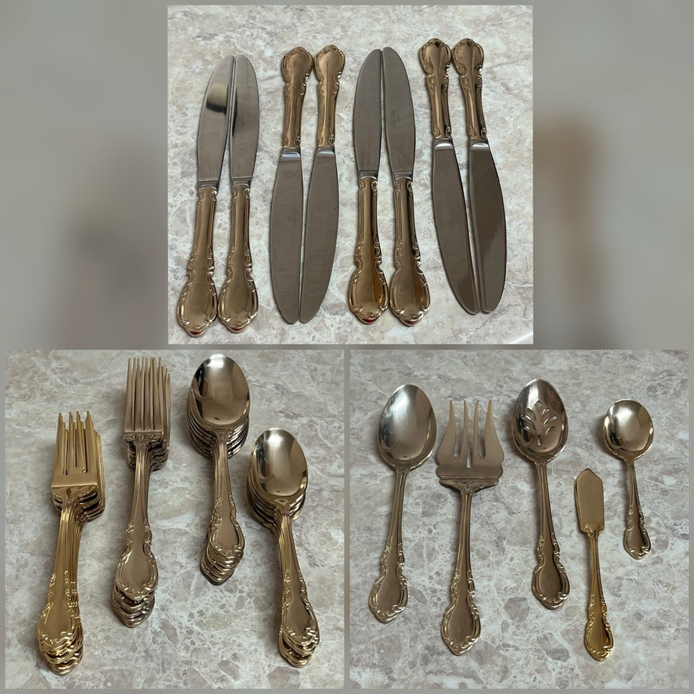 Colin Cowie Gold Tone Stainless Steel 45 Piece Flatware Set